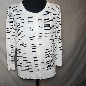 Halogen Womens Crew Neck Cardigan Sweater Size L 3/4 sleeves Preppy Office